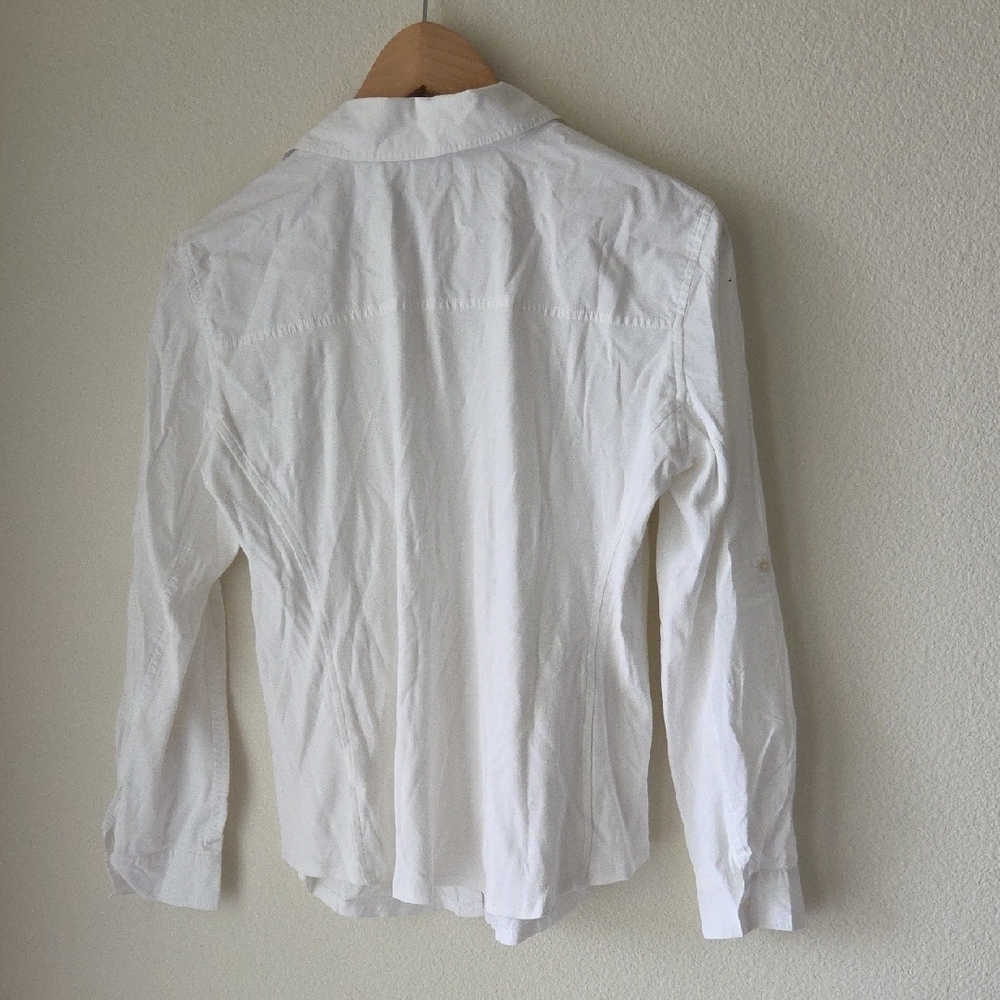 Eileen Fisher Crisp White Blouse Button Down Shirt 100% Organic Cotton Sz XS - Picture 10 of 16